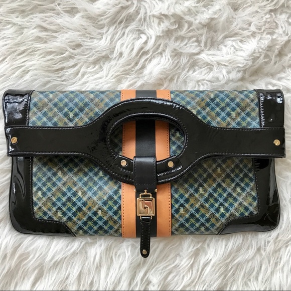 L.A.M.B. Gwen Stefani plaid patent tote clutch - Picture 2 of 8